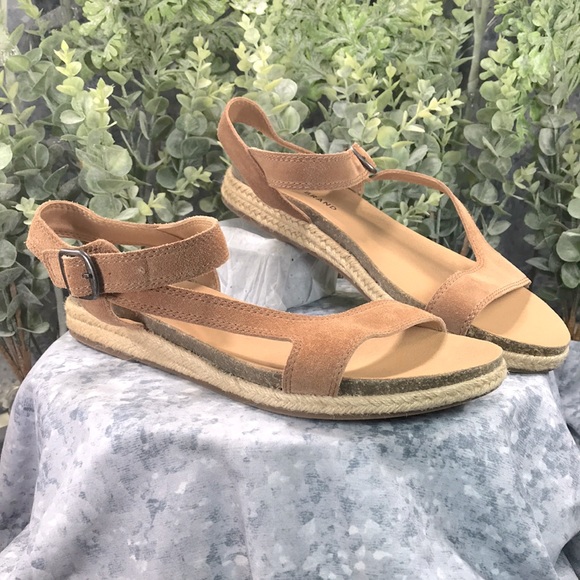 Lucky 🍀 Brand Gabrien Tan Suede Leather Espadrille Sandals Women’s 11M ☀️ - Picture 1 of 11